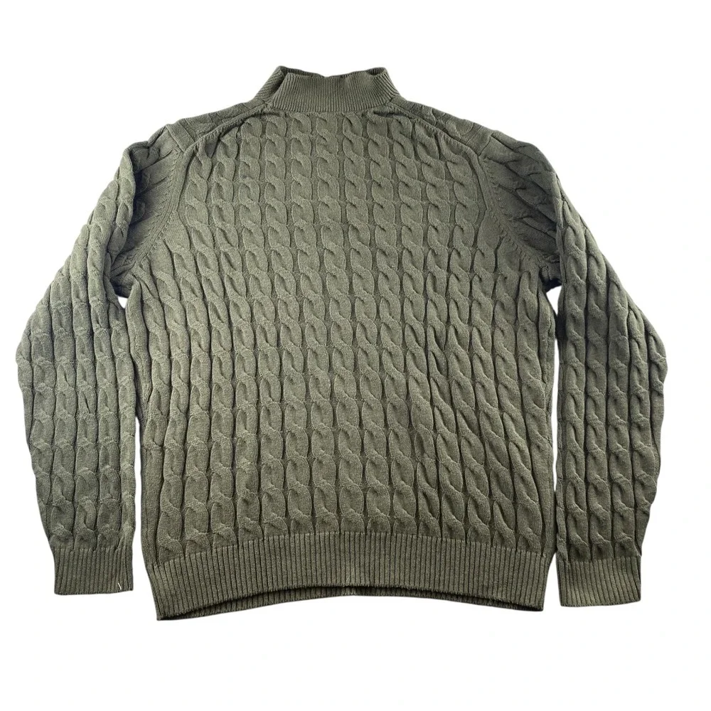 NWT Jos A Bank 1905 Men XL Olive Cable‎ Knit 100% Cotton Quarter Zip Sweater